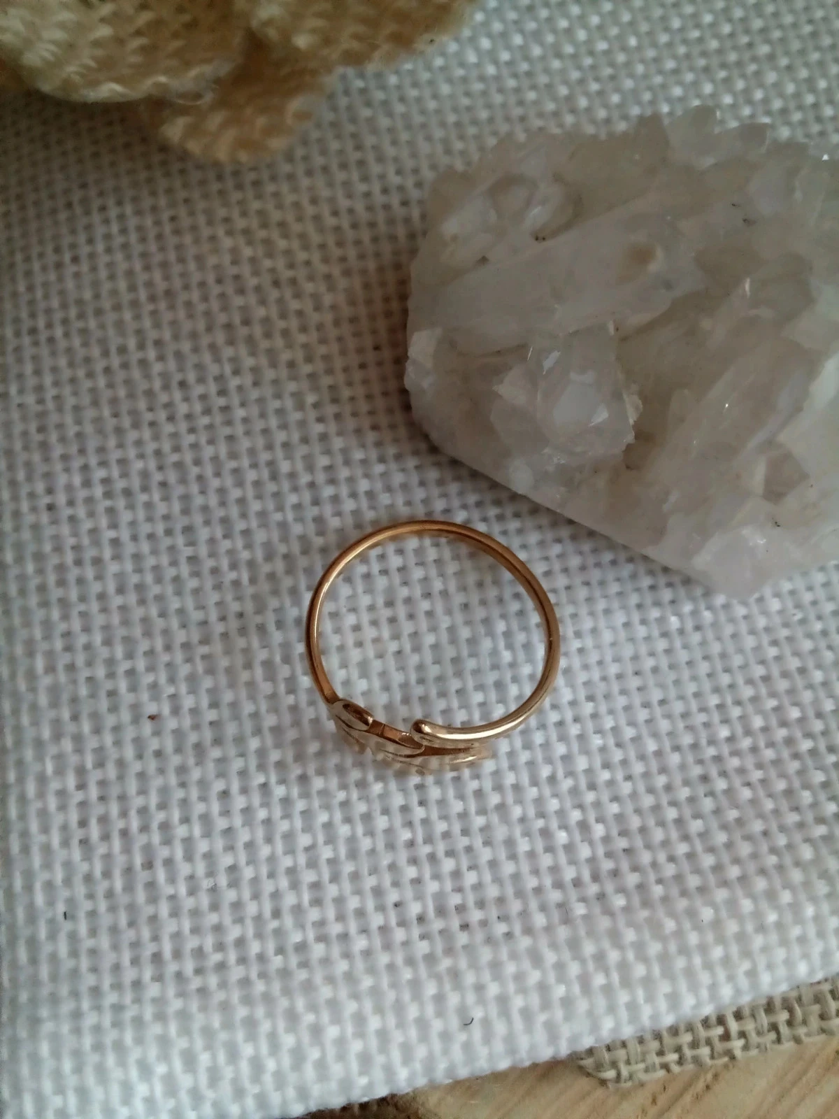 Bague bohème feuille dorée 17 mm – photo 2